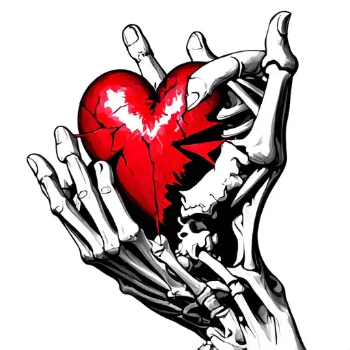 A Broken Heart In The Hand Of A Skeleton