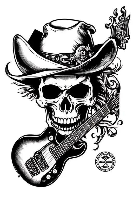 Western Skull And Classic Rock Music Inspired