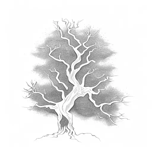 Dead Tree With Long Hanging Roots