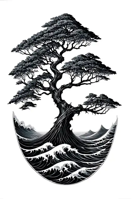 Waves With Tree Of Life Tree