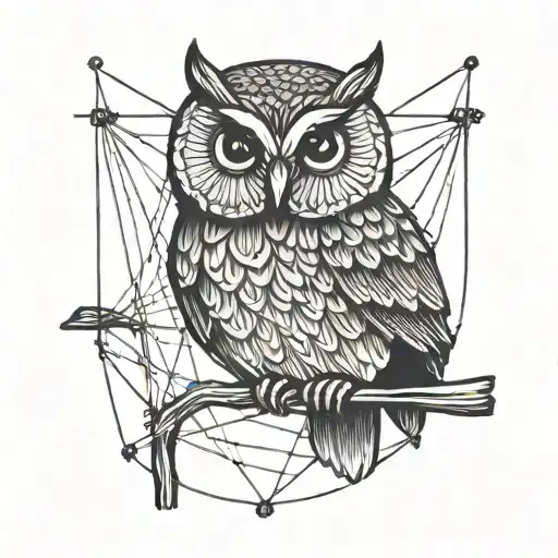 Small Minimalistic Owl Sittin On A Wire Line