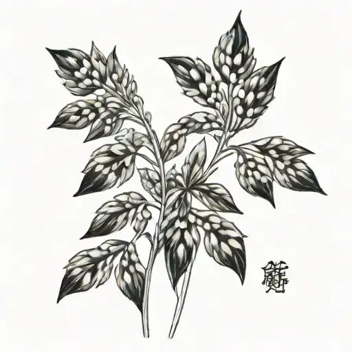 Oats Plant Black & White Tattoo Design