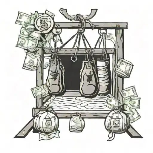 A Boxing Ring Surrounded By Money Bags And Military Medals