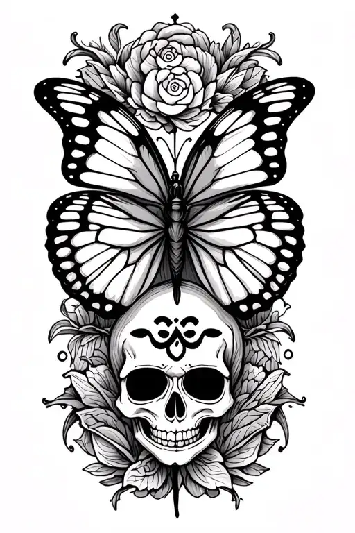 Butterfly With Skull And Om Symbol Incorporated