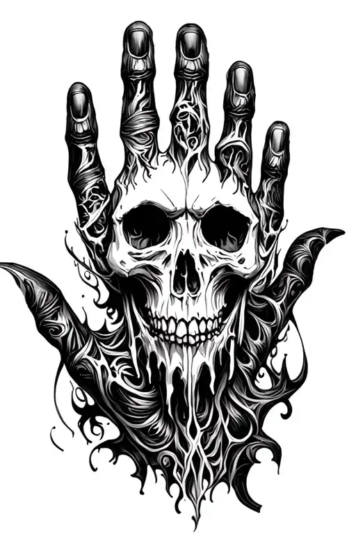 Handprint Demonic Skull