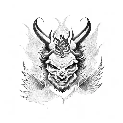 Baphomet With Flames Of Fire Around Him