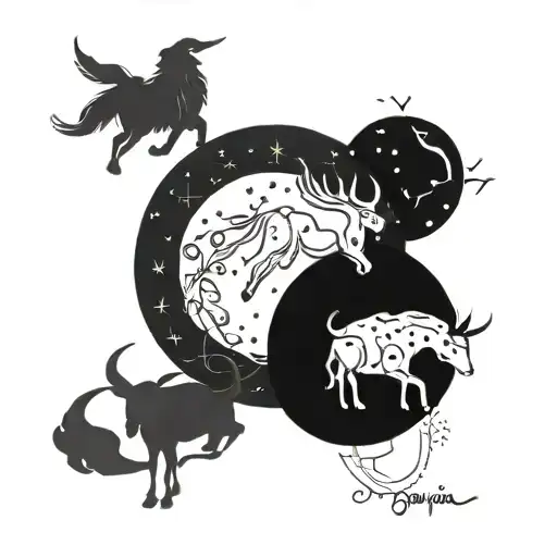 Zodiac Constellations Taurus Capricorn Sagittarius Aquarius Together