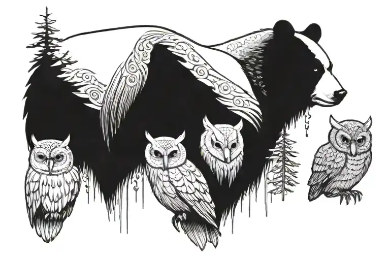 Bear And Owls Representing The Bond