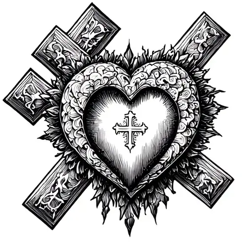 Jesus Christ Heart And The Cross