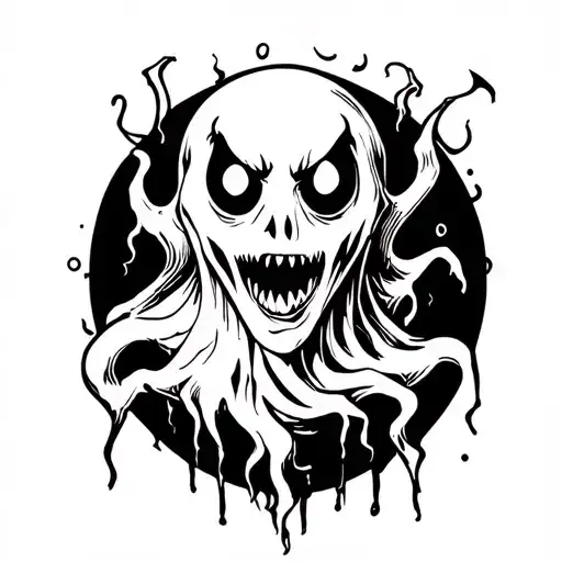 Scary Ghost In Cartoon Style