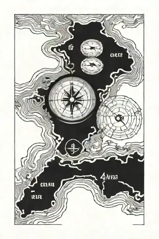 Topographical Map With Coordinates And Compass