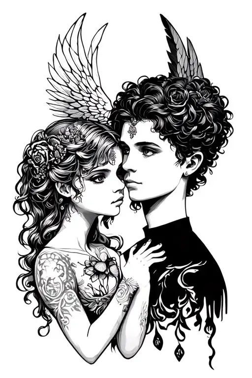 Girl Angel And Guy Damn Her Heart