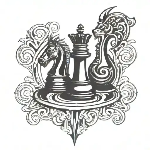 A Chess Piece Morphing Into A Tribal Gear Design