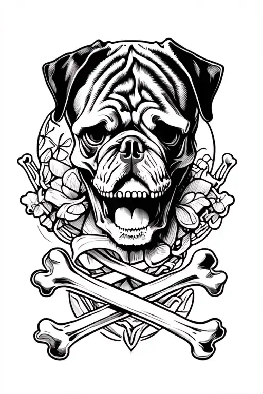 Skull And Crossbones Using A Pug Head