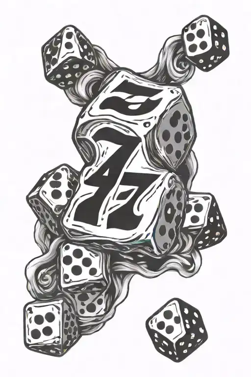 Lucky Number 777 With Dice On The Sides