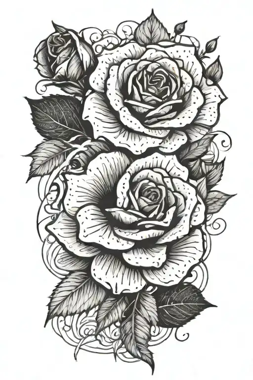 A Tattoo Design Of A Black And Red Rose Growing Out Of A Pile Of Waste