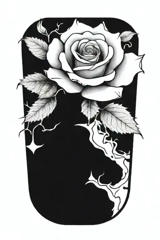 A Tattoo Design Of A Black And Red Rose Growing Out Of A Pile Of Waste