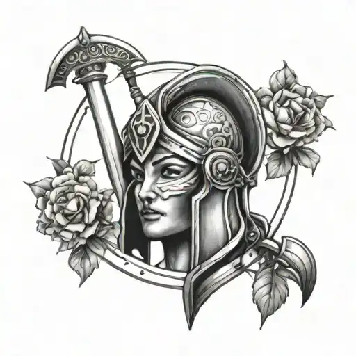 Hour Glass Spartan Helmet Surrounded Stylus Femme