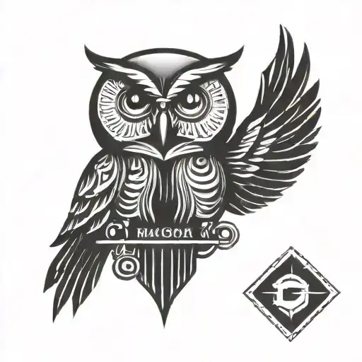Combine The Elements Of A Harley Davidson Logo And An Owl In A Unique Blackwork Piece