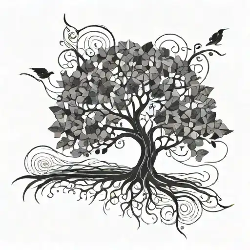 Abstract Tattoo Representing The Family In The Shape Of A Tree