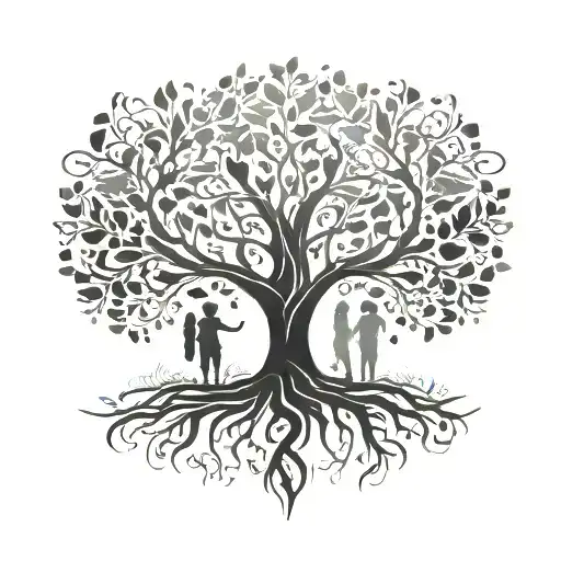 Abstract Tattoo Representing The Family In The Shape Of A Tree