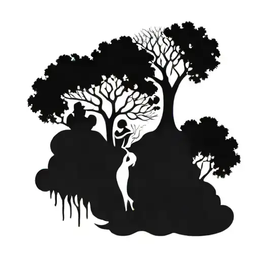 Abstract Tattoo Representing The Family In The Shape Of A Tree