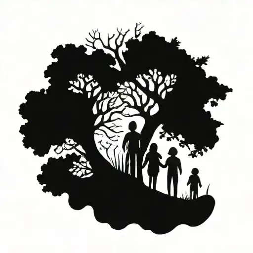 Abstract Tattoo Representing The Family In The Shape Of A Tree