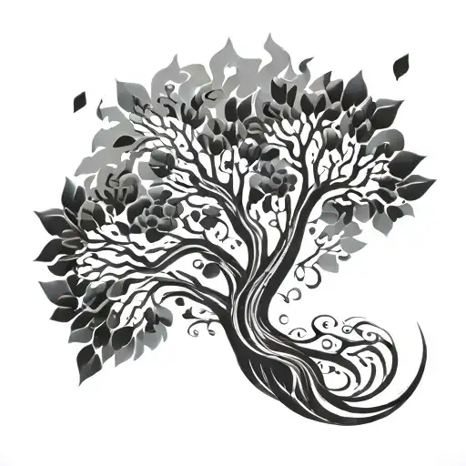 Abstract Tattoo Representing The Family In The Shape Of A Tree