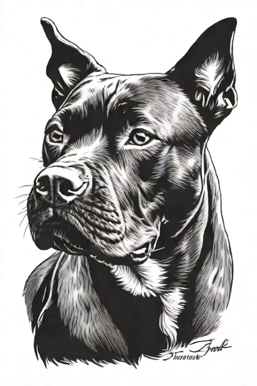 Black Staffie With White Spot On Chest