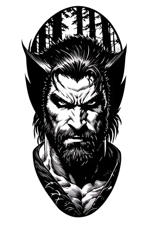 Wolverine In A Forest Scene