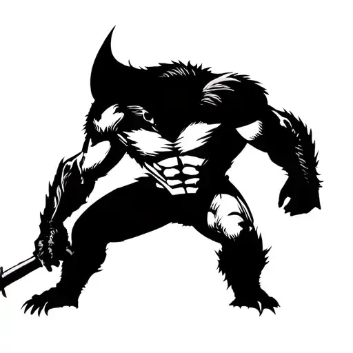 Realistic Wolverine Animal Silhouette Looking To Right