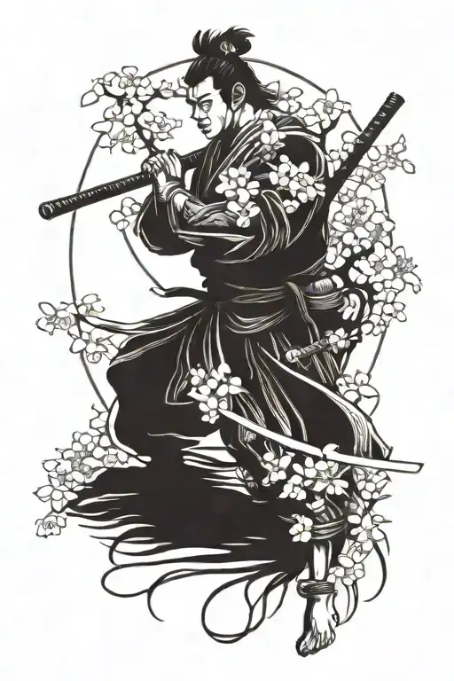 Samurai Under Cherry Blossom Tree
