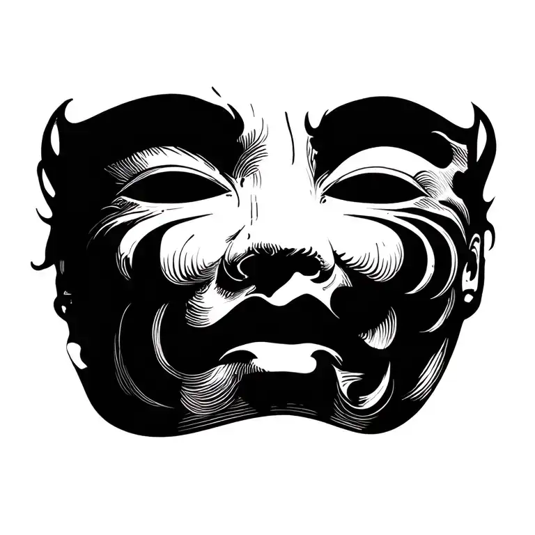 Sad And Happy Mask Surrounded