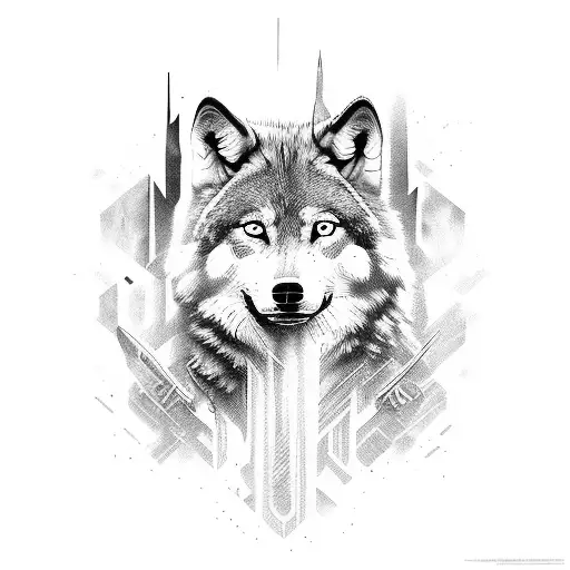 Strong Wolf Protected By A Spirit