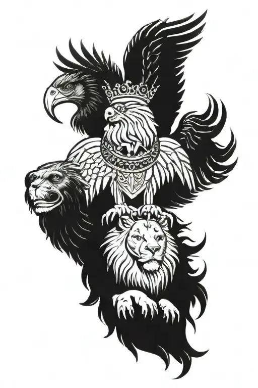 Elephant Eagle And A Lion