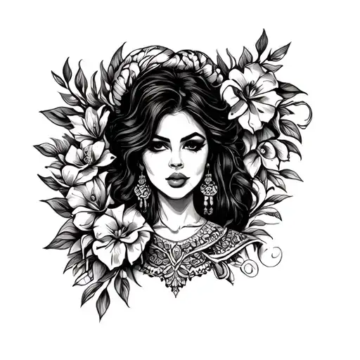 Chicana Tattoo On The Side Neck