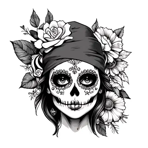 Chicana Tattoo With Bandanna Cara De Los Muertos