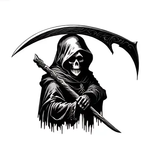 Grim Reaper Holding A Scythe