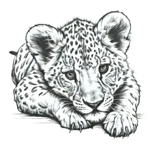 Lion Cub Laying Horizontally