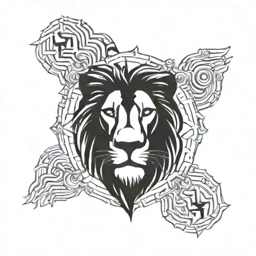 Negative Space Lion Head Africa Shape Inside Representing