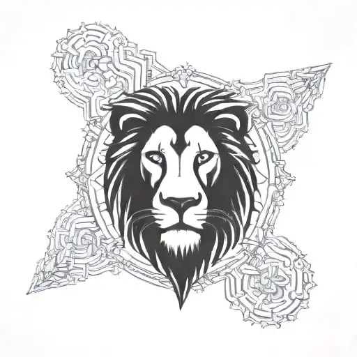 Negative Space Lion Head In The Shape Of Africa Continent