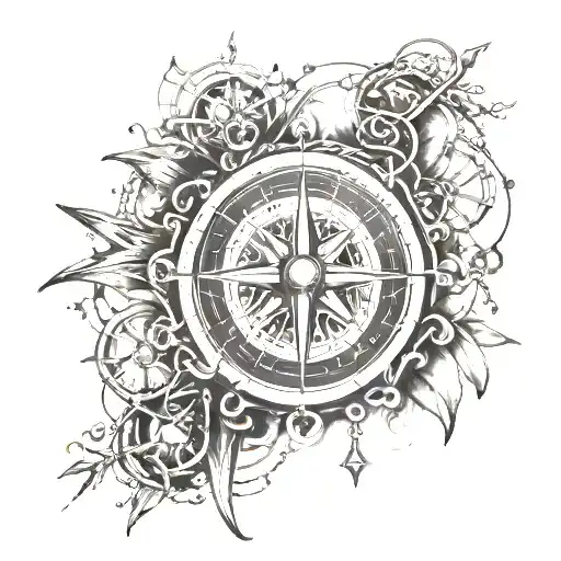 Compass Rose With Chains Around The Forearm