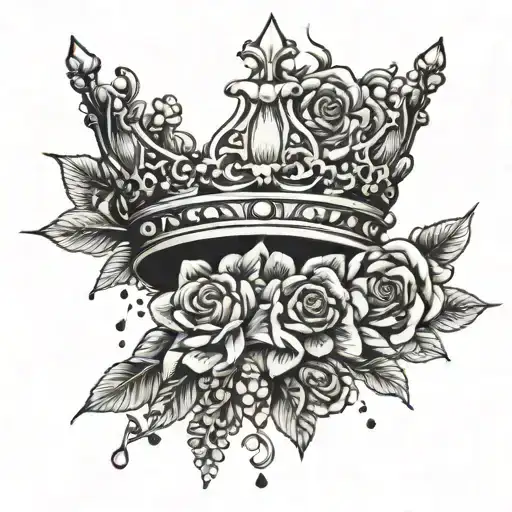Crown With Flowers And Money Raining