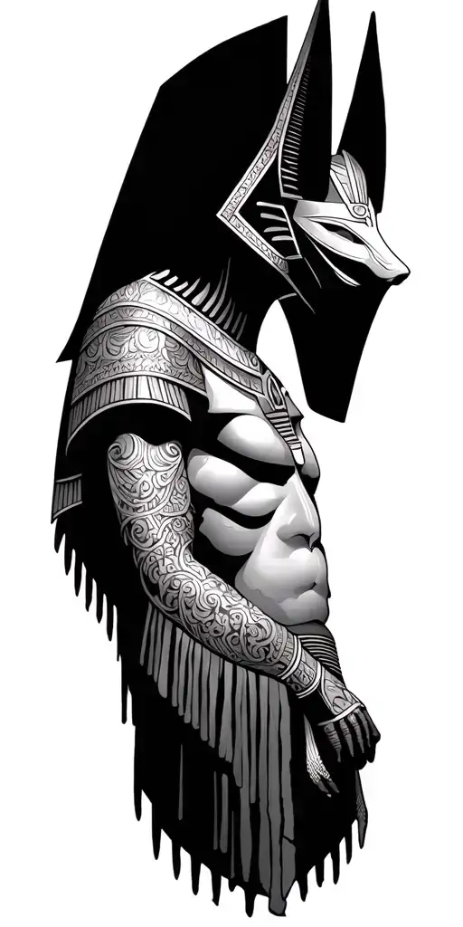 Anubis God Figure Surrounded