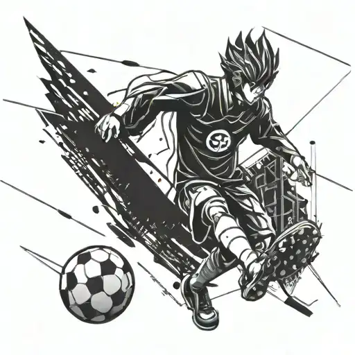 A Dynamic Anime Character Playing Football In A Futuristic Stadium