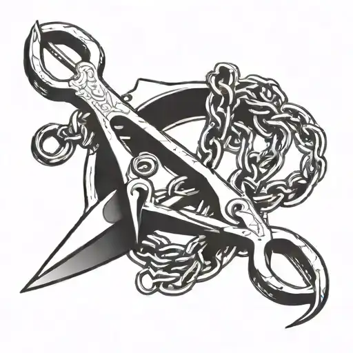 A Pair Of Scissors Cutting Through 1 Of 2 Thick Chains