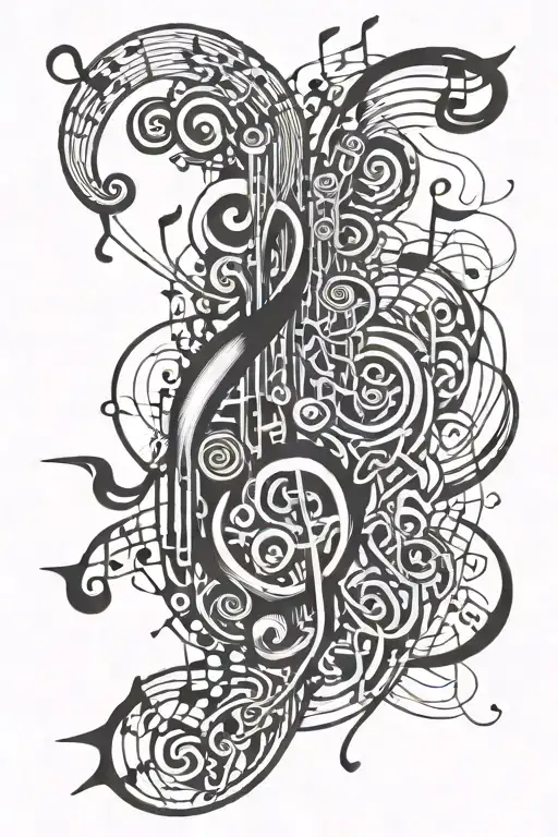 Chaos And Music Note Intertwined