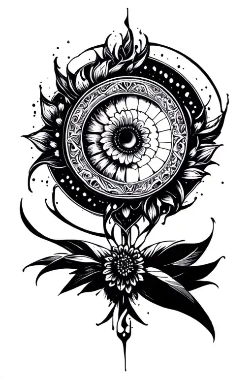 Circle Tattoo Design Combining Elements