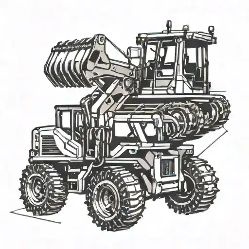 Incorporate Heavy Machinery Like Excavators Or Bulldozers Into A Geometric Design