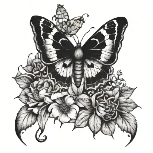 Moth And Flower Surrounded